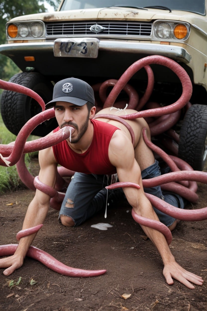 Trucker Hat, Tentacle Sucking Nipple, Cum On Face AI Gay Porn