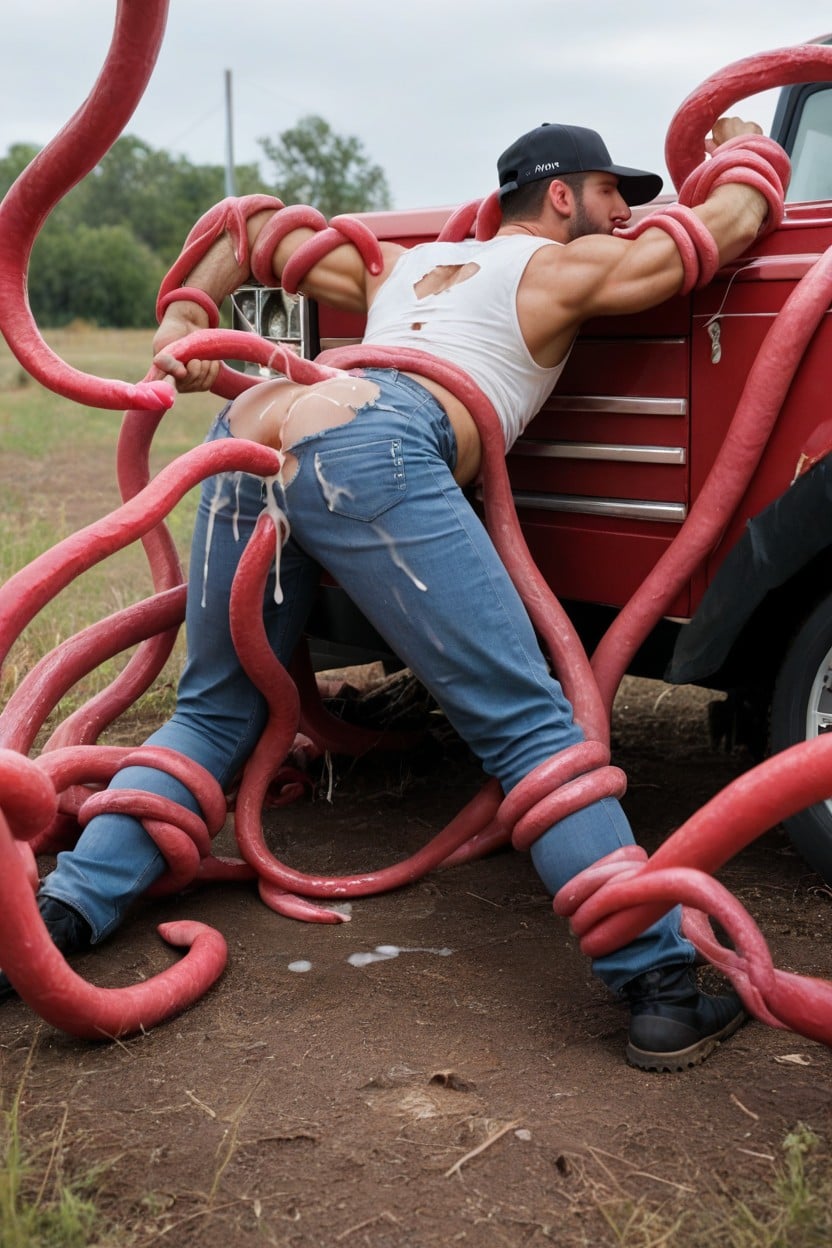 On The Ground, Sleeveless Shirt, Truck AI Gay Porn