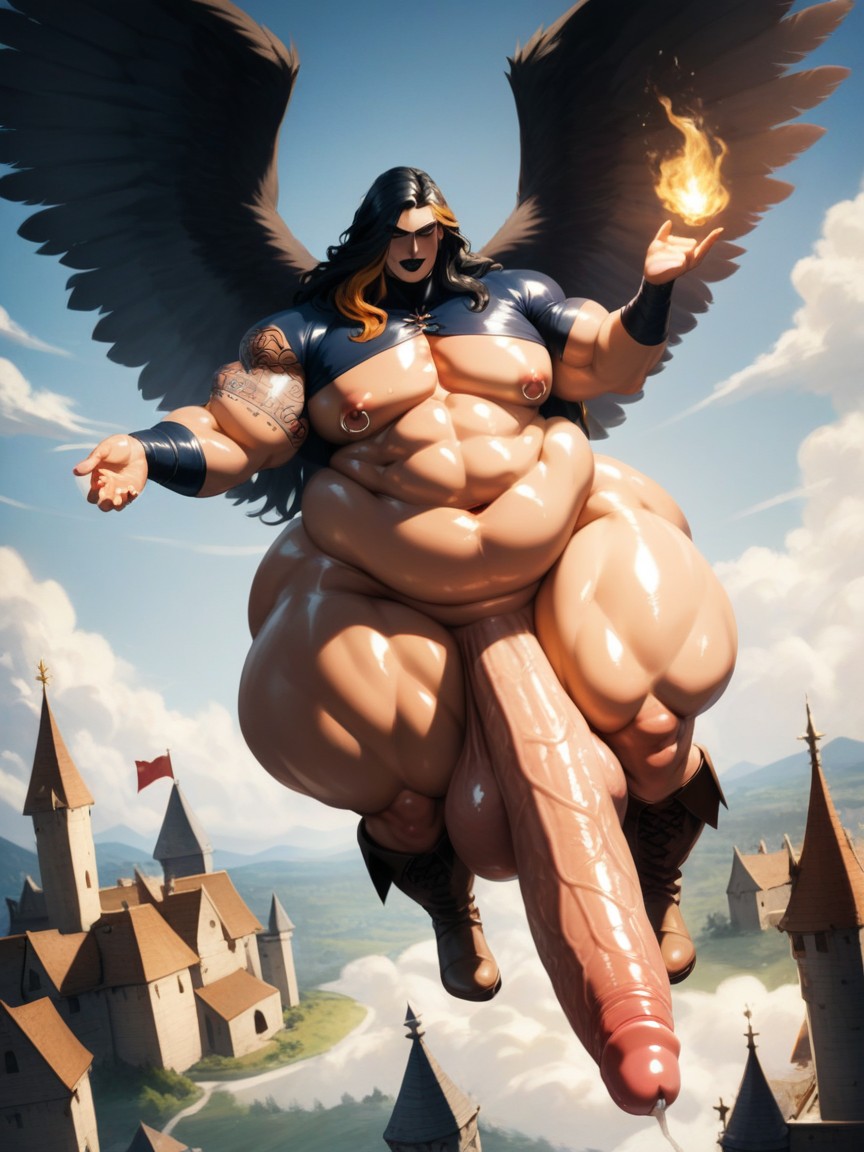 Extremely Wide Hips, Dark Eyeshadow, Thick Chubby Body AI Gay Porn