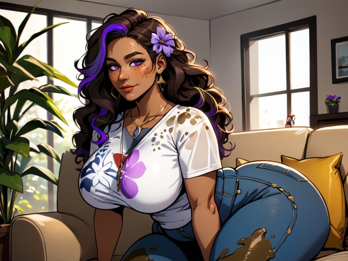 Extremely Large Ass, Rounded Chest Width, Tan Skin AI Porn