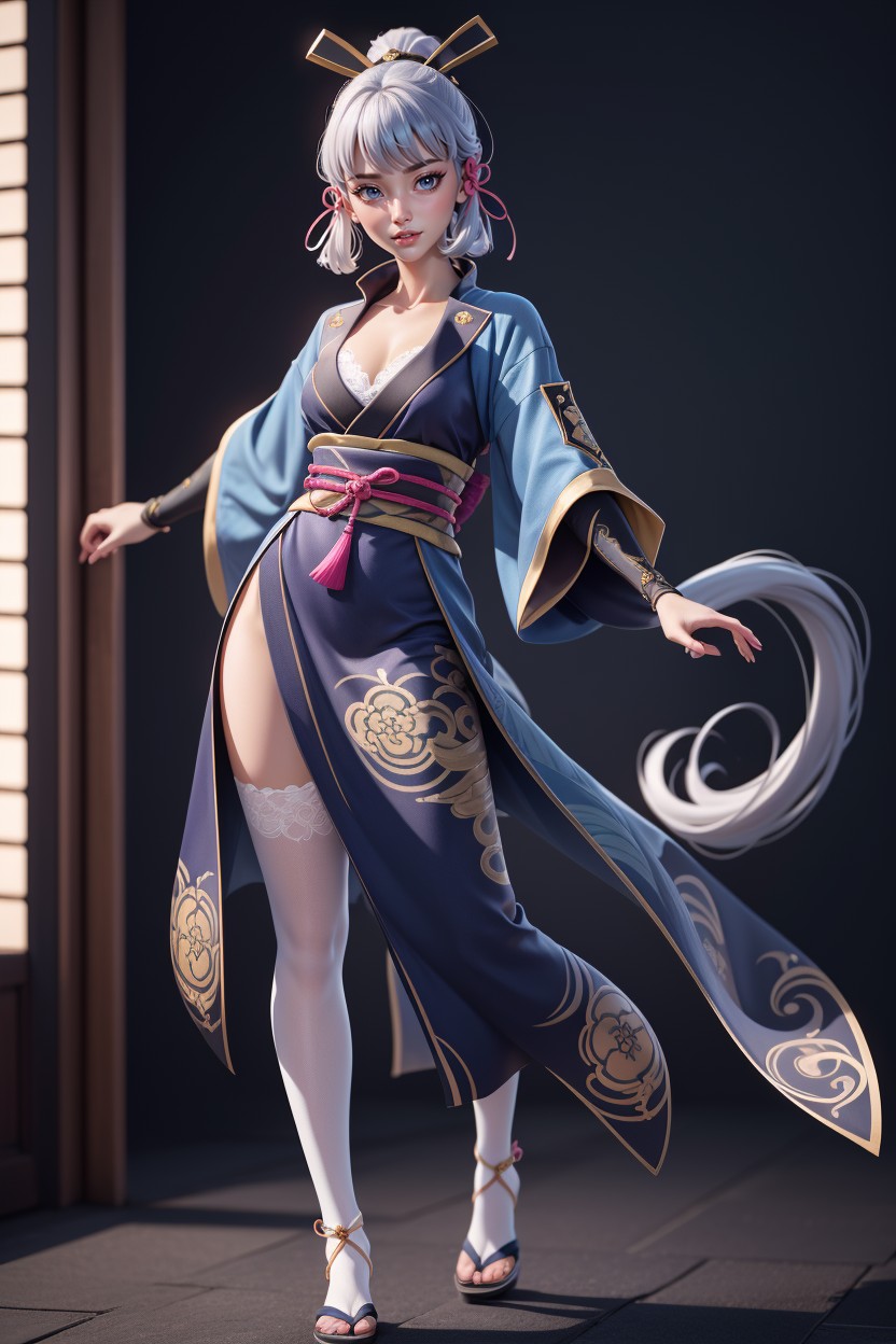 Vibrant Colors, Sleeves With Golden Trims, Straight Hentai AI Porn