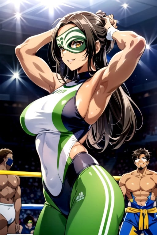 Muscular, Wearing A Colorful Wrestling Outfit, Confident Luchador Competing In A Lucha Libre Tournament Hentai AI Porn