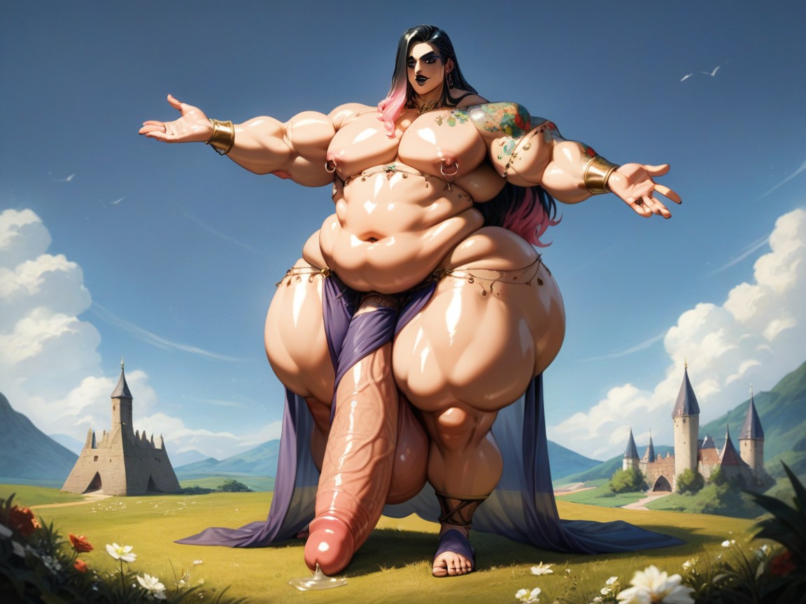Massive Sagging Balls, Impossibly Long Hyper Penis, Dancer Sandals AI Gay Porn