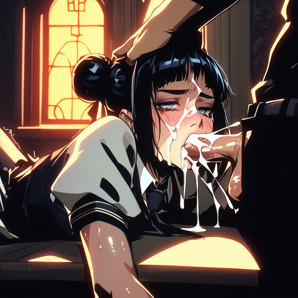 Sloppy, Hair Bun, Laying AI Porn