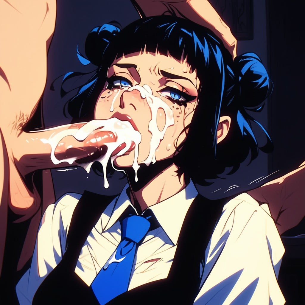Cum In Mouth, Sandwiched Between Penises While Being Fucked, Full Body AI Porn