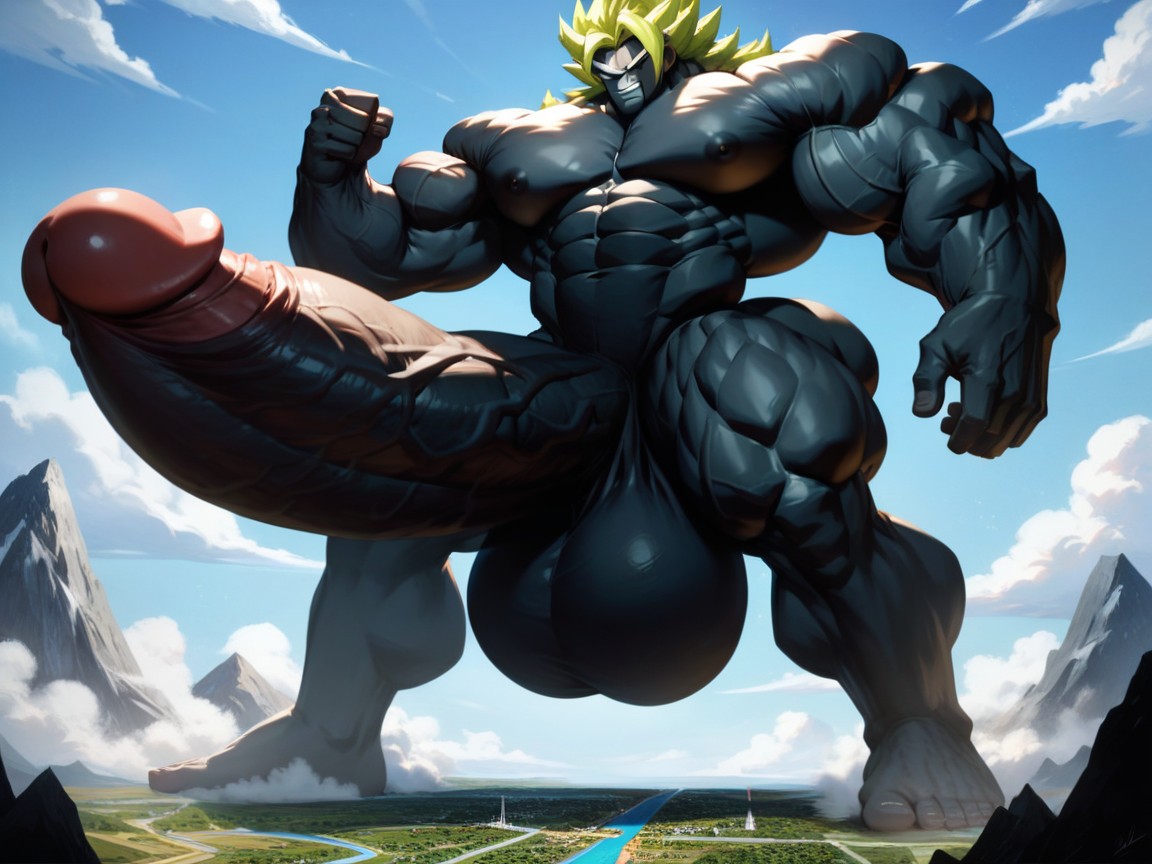Messy Hair, Massive Cock, Huge Muscular Bodybuilder AI Gay Porn