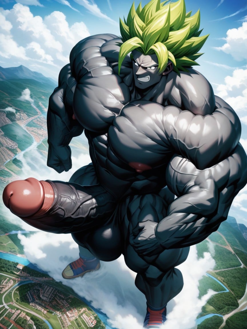 Huge Muscular Bodybuilder, Extremely Large Ass, Naked AI Gay Porn