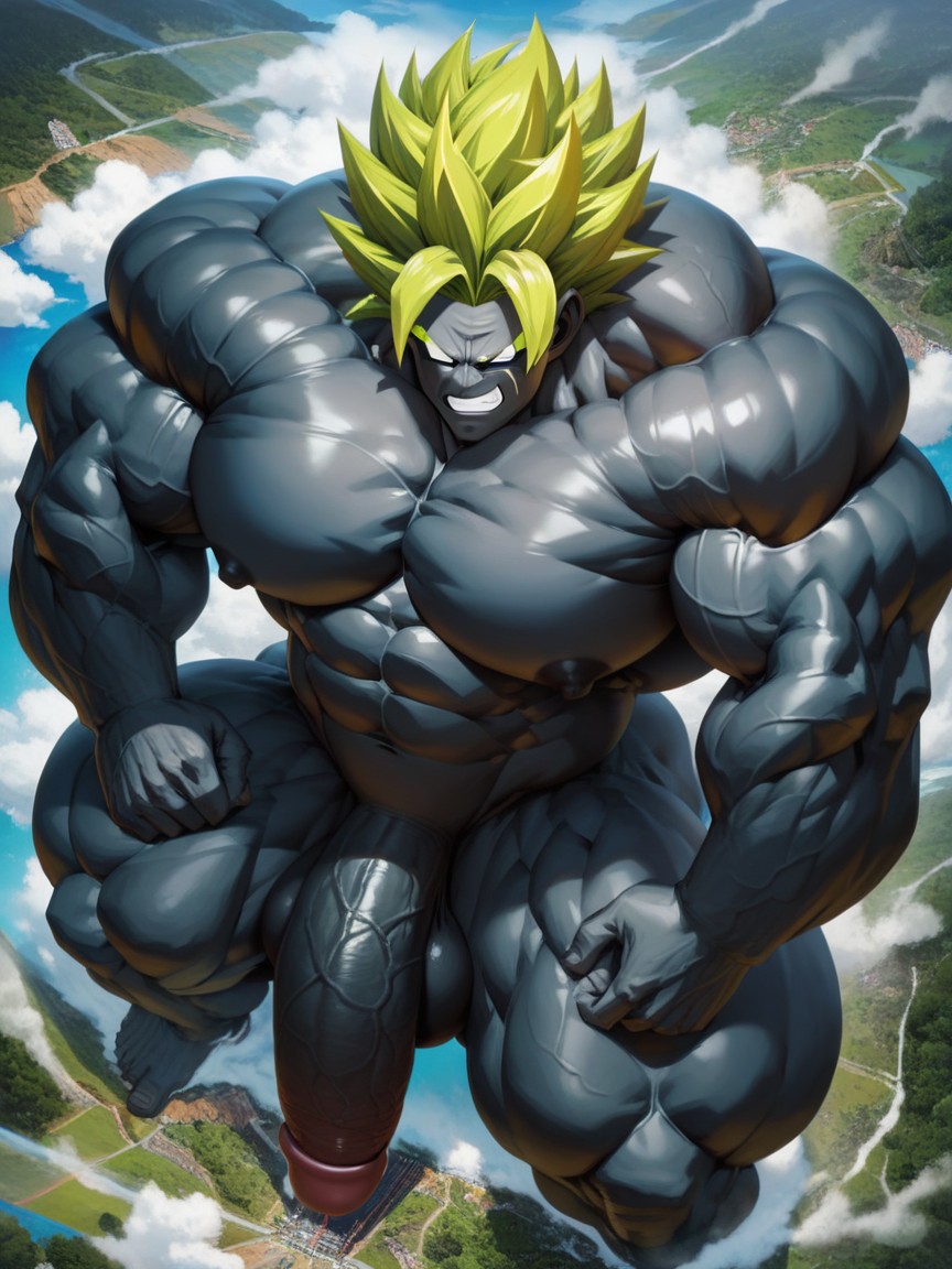 Extreme Proportions, Huge Muscle, Green Hair AI Gay Porn