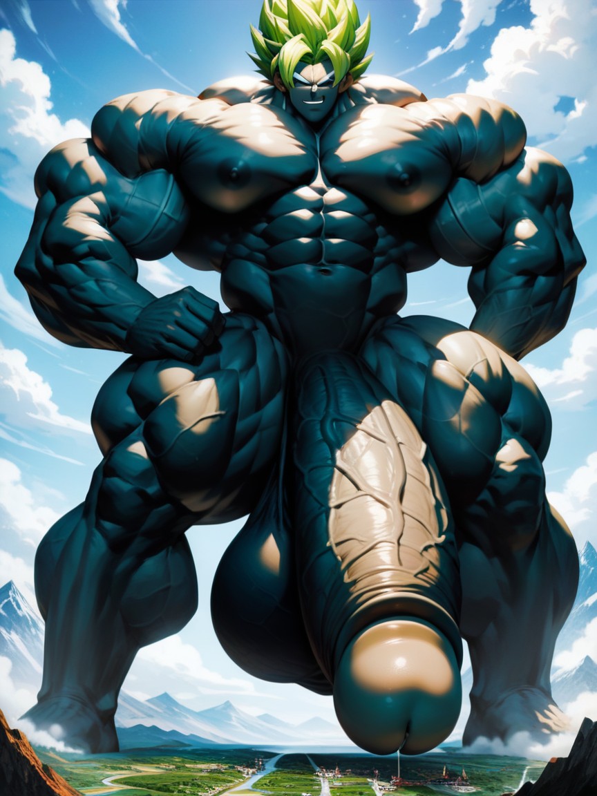Extreme Proportions, Green Hair, Black Skin AI Gay Porn