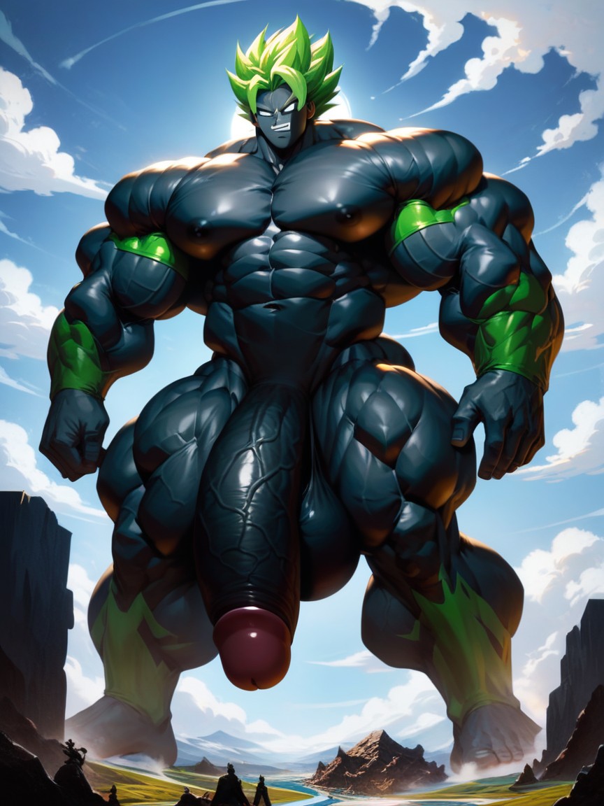 Green Hair, Huge Testicles, Impossibly Long Hyper Penis AI Gay Porn