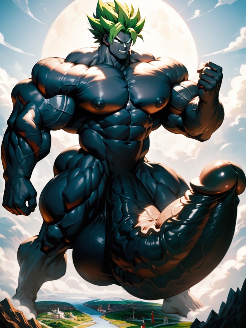 Green Hair, Black Skin, Huge Ball AI Gay Porn