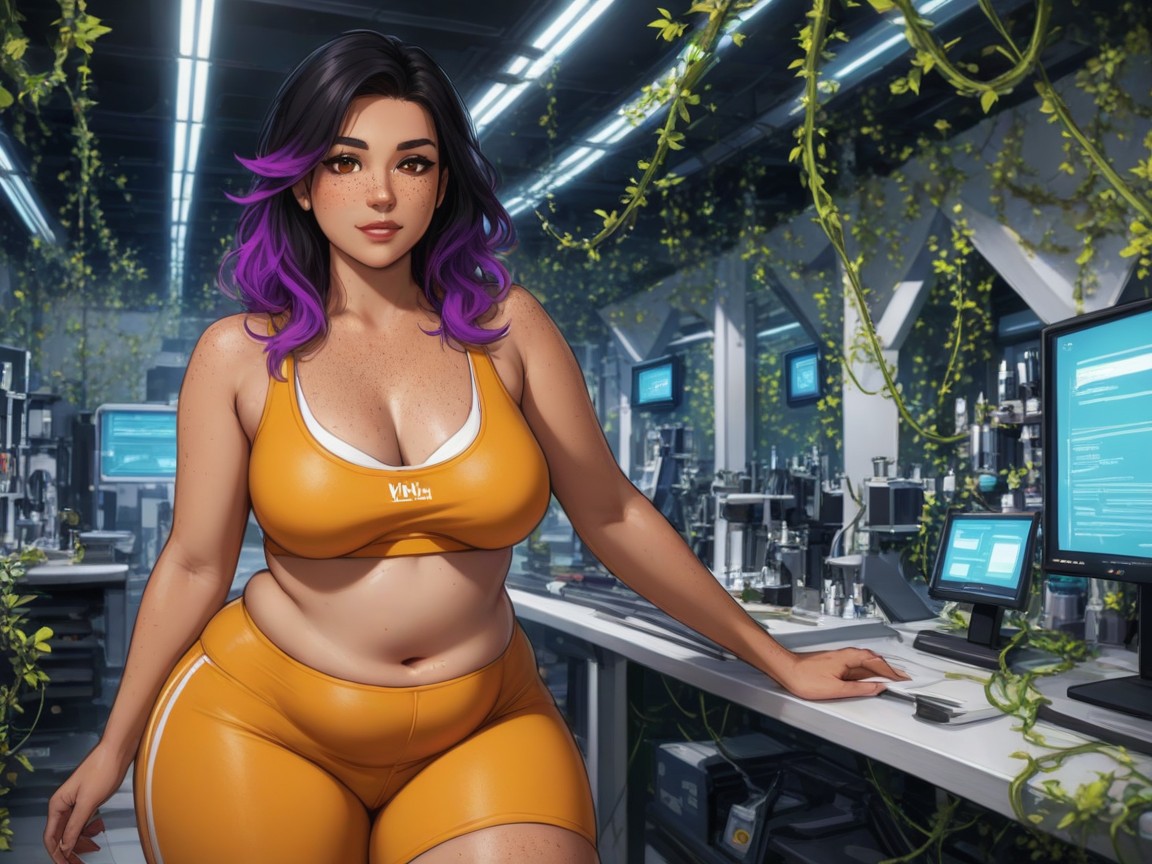 Thick Torso, Rounded Breast Width, Soutien-gorge De Sport Porno IA Latina