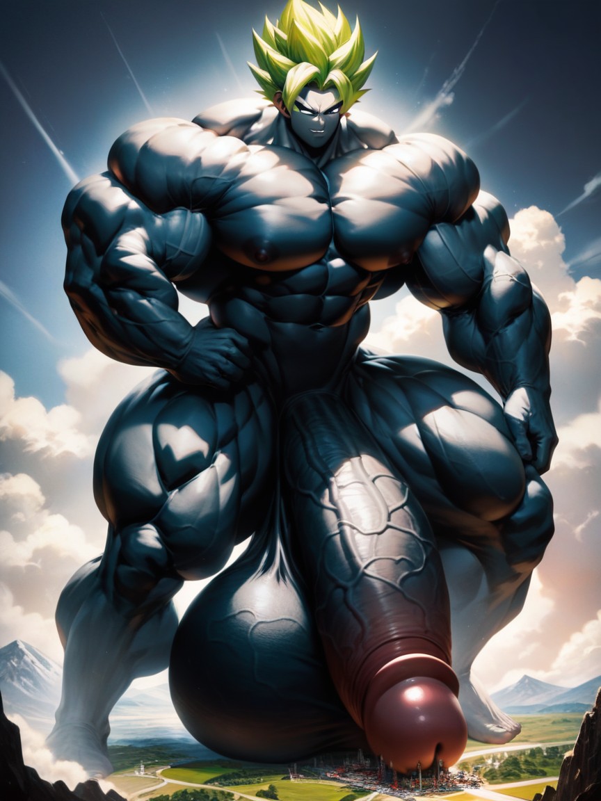 Cock Bigger Than Body, Black Skin, Long Penis AI Gay Porn
