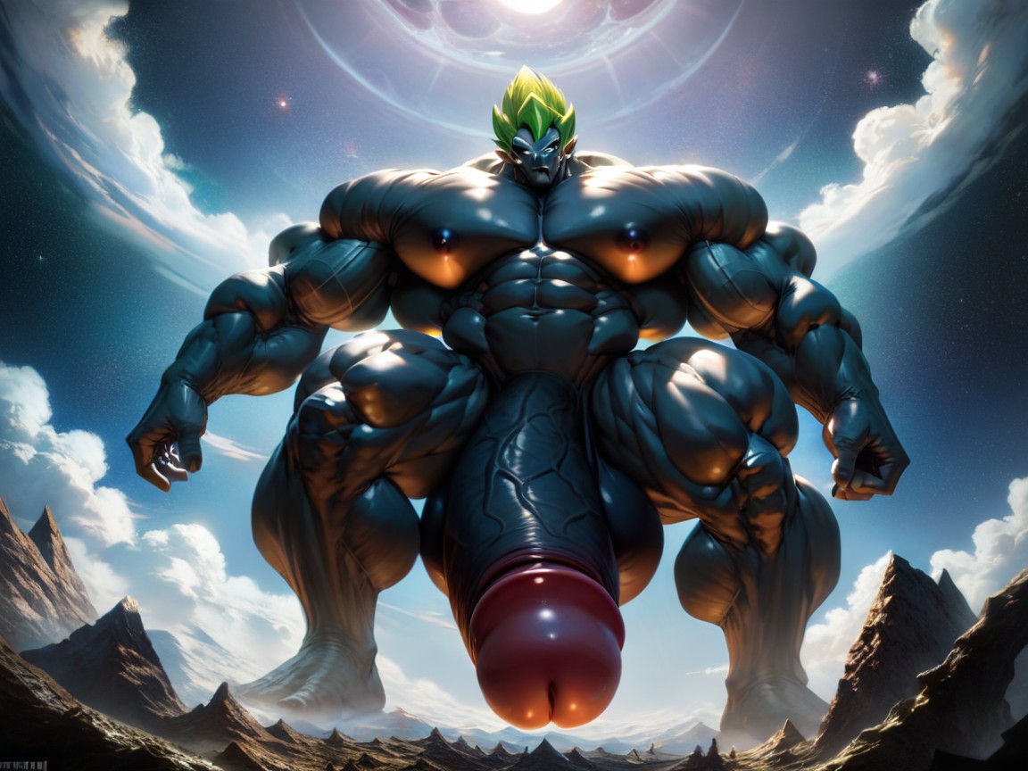 Green Hair, Naked, Cock Bigger Than Body AI Gay Porn