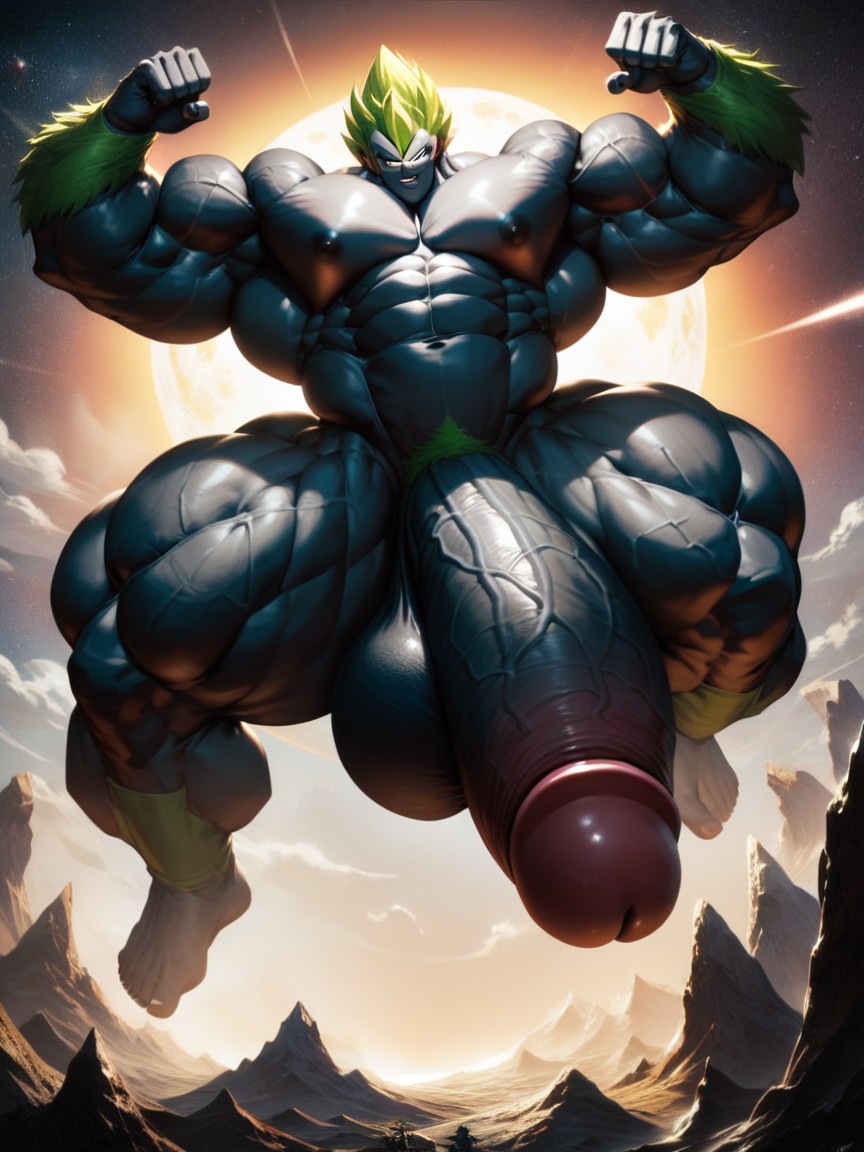 Green Hair, Bragging Face, Giant AI Gay Porn