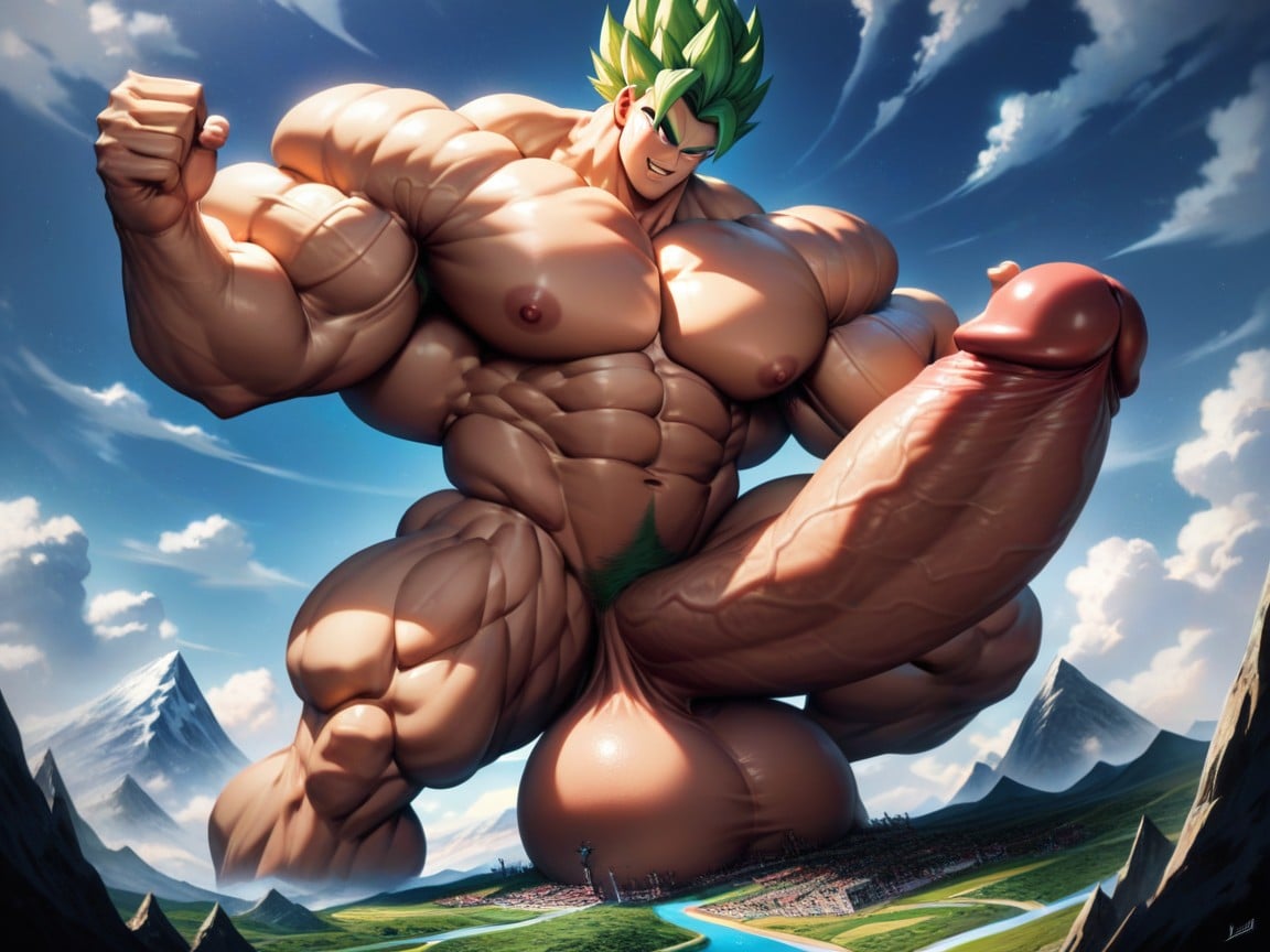 Green Hair, Naked, Super Saiyan AI Gay Porn
