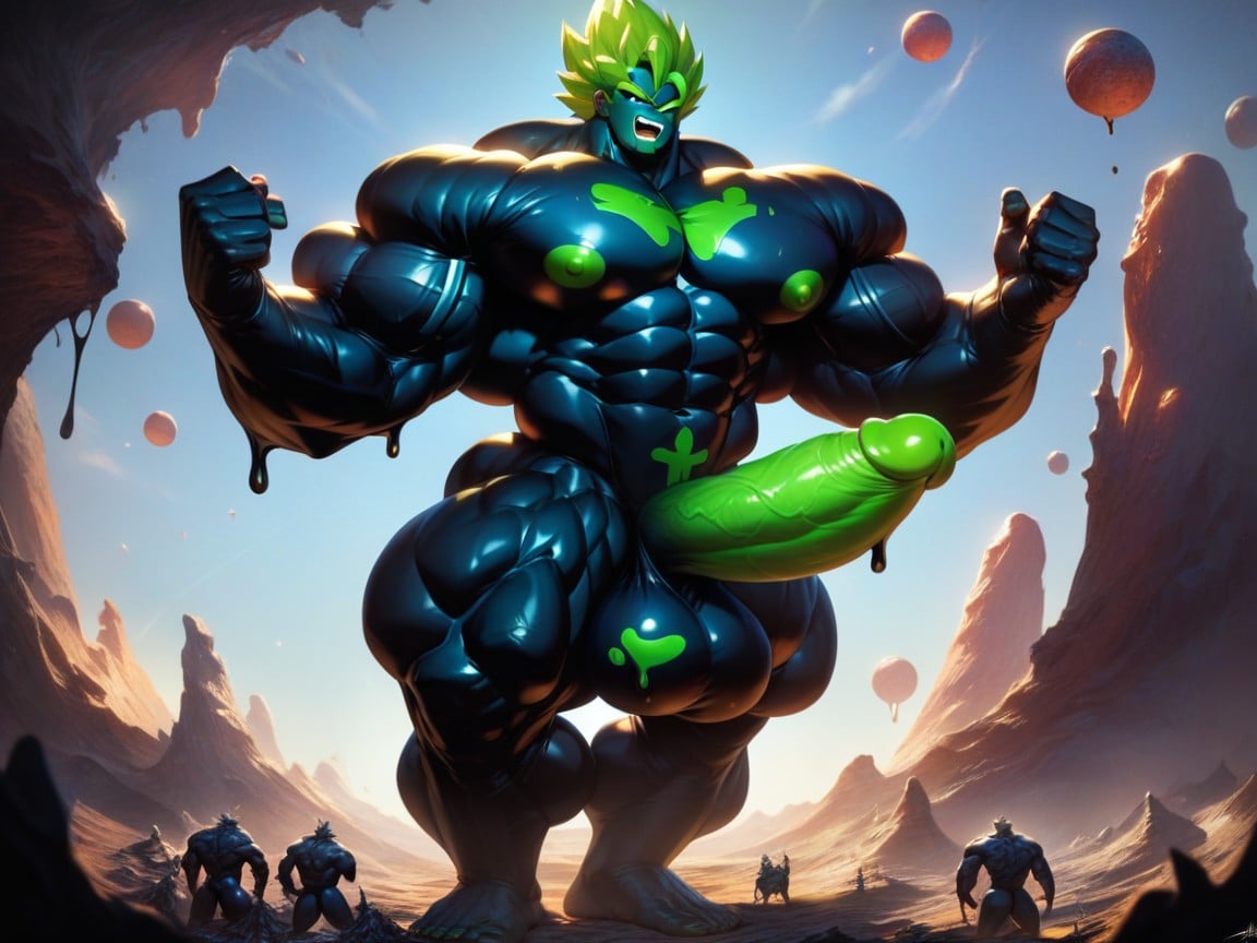 18+, Black Goo Latex, Huge Muscle AI Gay Porn
