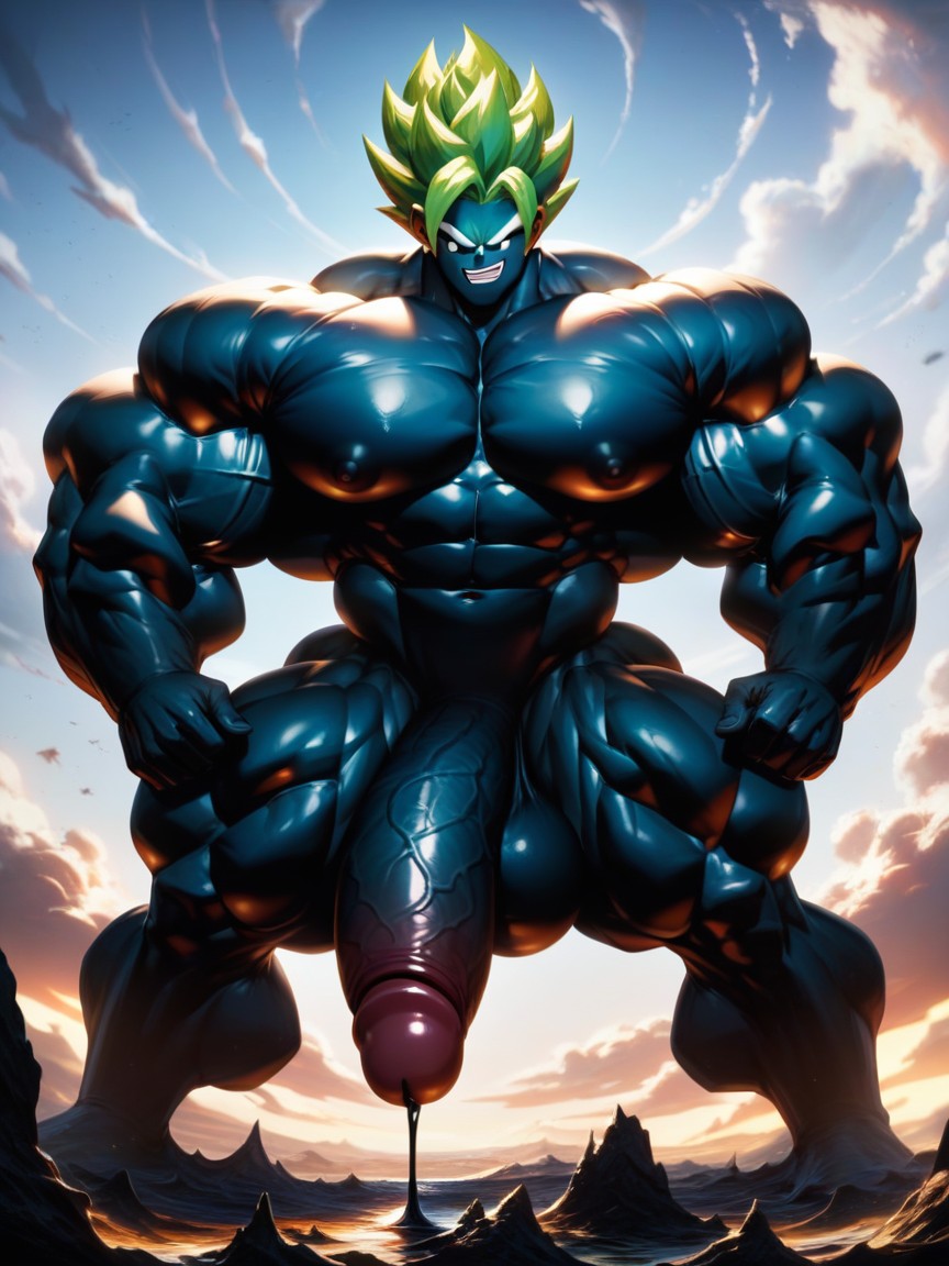 Tall Man, Wide, Black Goo Latex Taking Over AI Gay Porn