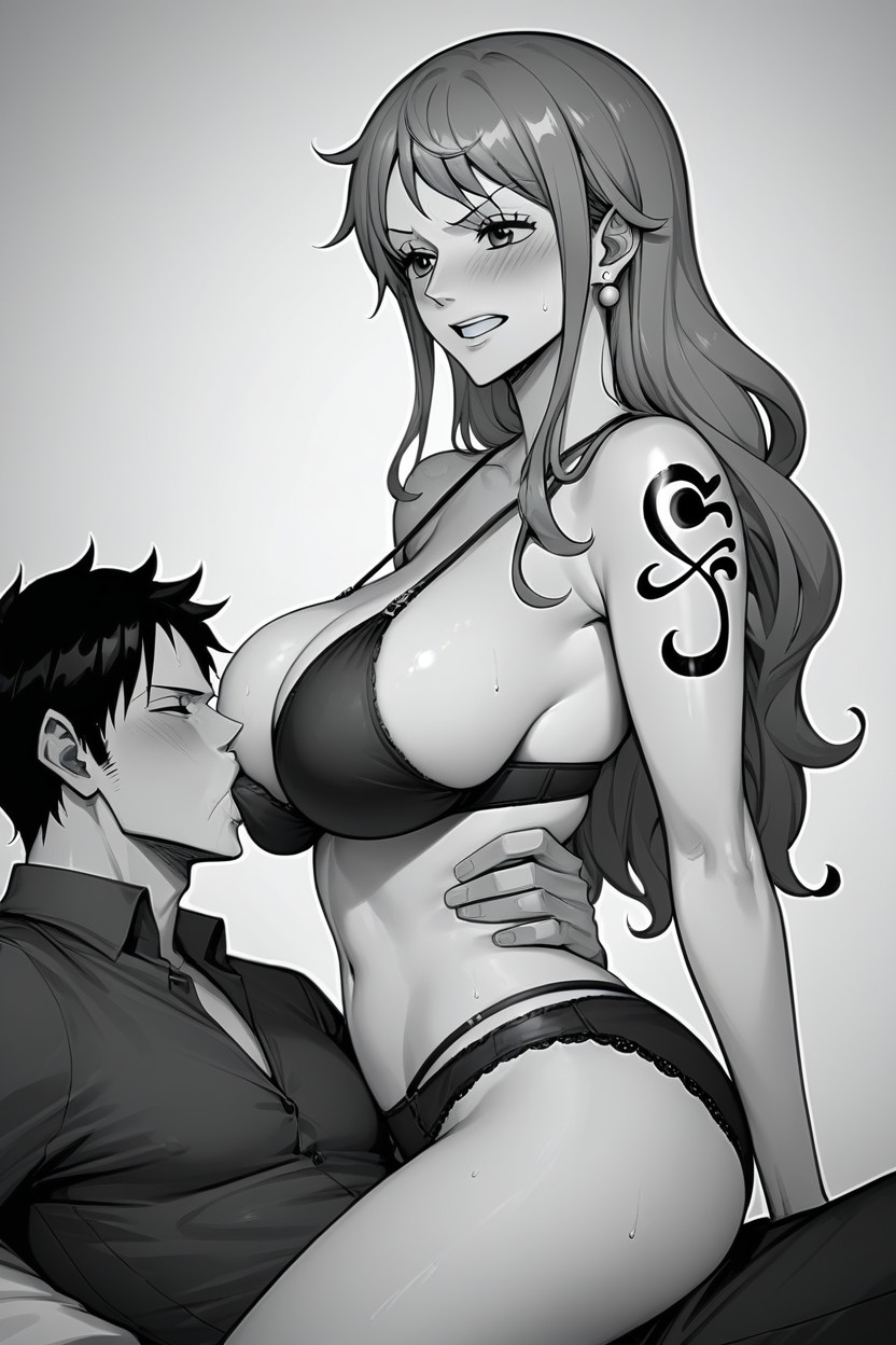 Nami's Arms Around Man, One Piece, Smothering Breasts AI Porn