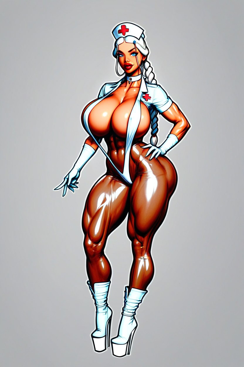 Red Lipstick, Detailed Face, Black And White Line Art AI Porn