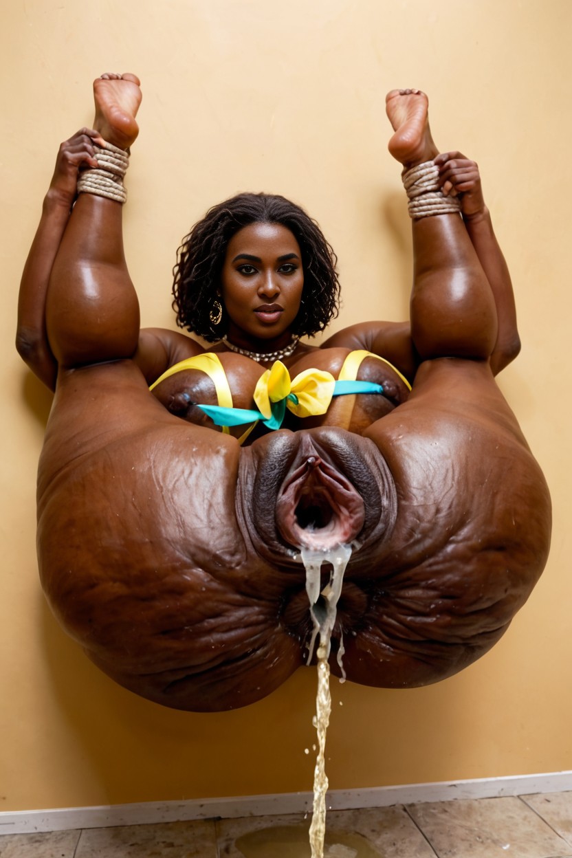 Dark Complexion, Legs Spread Wide, High Detail Soles AI Porn