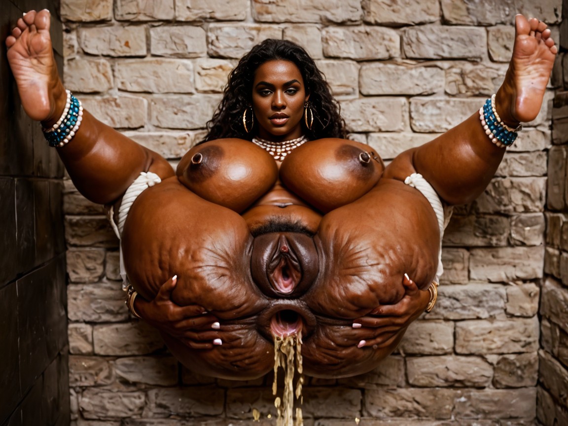 Hyper Gaping Pussy, Internal Pussy Visible, Dark Skinned AI Porn