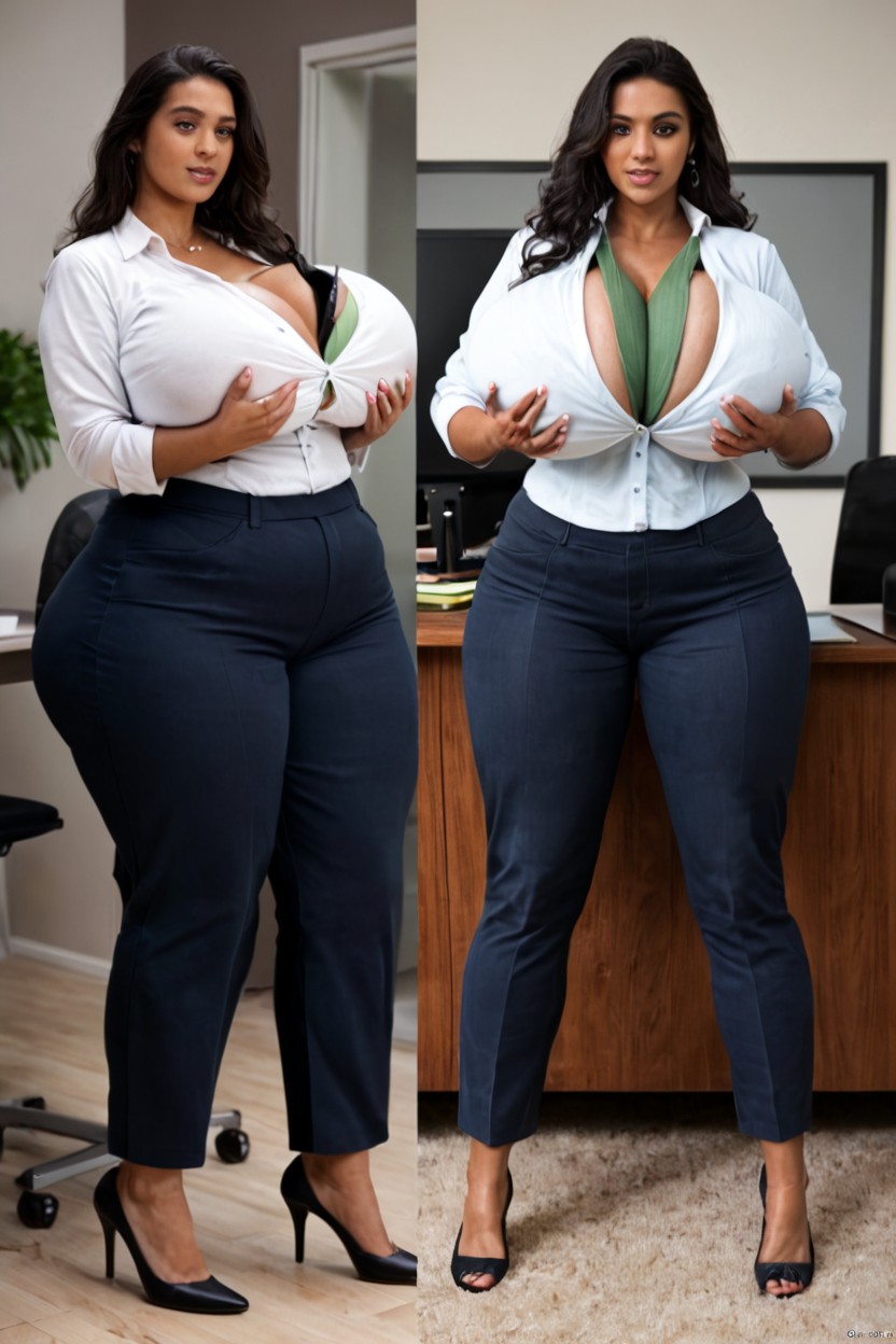 Receptionist, Long Legs Growth, Breast Bigger Than Torso Porno indio IA