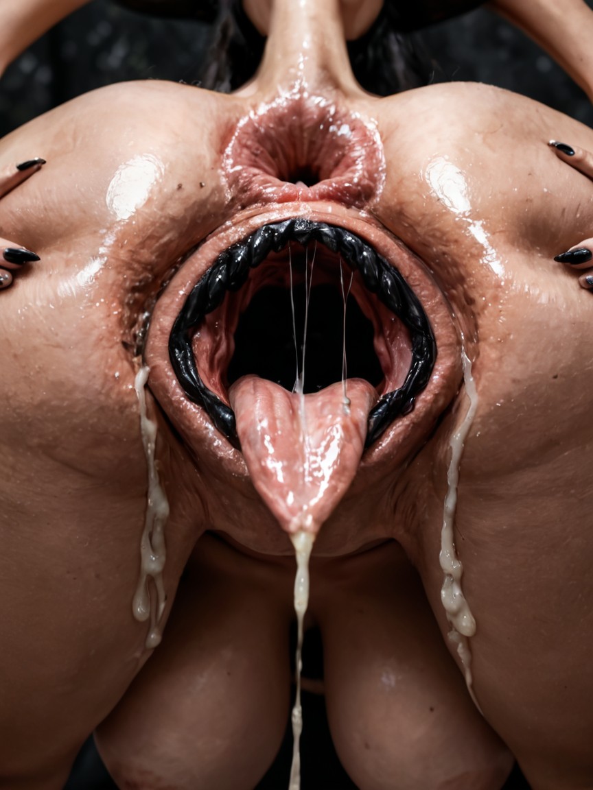 Black Red Barbed Ovipositor, Rough Deepthroat, High Detail AI Porn