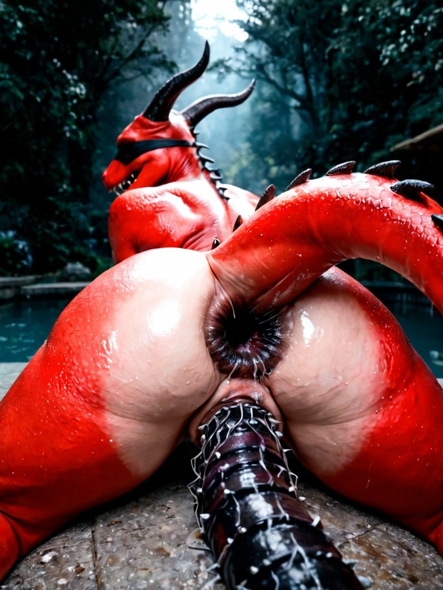 Splits, Black Blindfold, Massive Engorged Asshole AI Porn