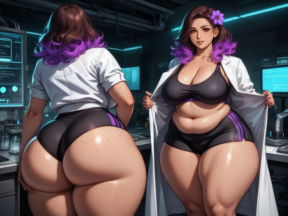 Flower Print Lab Coat, Rounded Chest Width, Rounded Breast Width Porno latina IA
