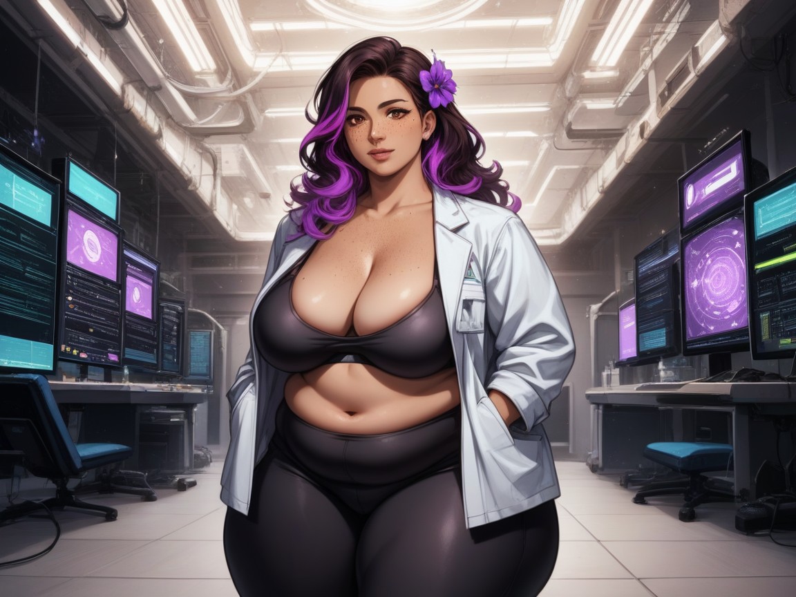 Rounded Breast Width, Rounded Shoulders, Jungle Laboratory Background ラティーナAIエロ