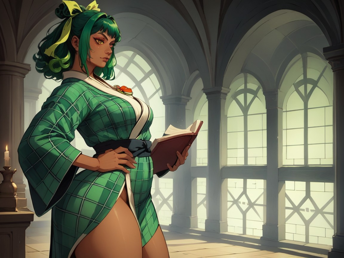 High Color Contrast, Wide Proportionate Waist, Dusty Background AI Porn