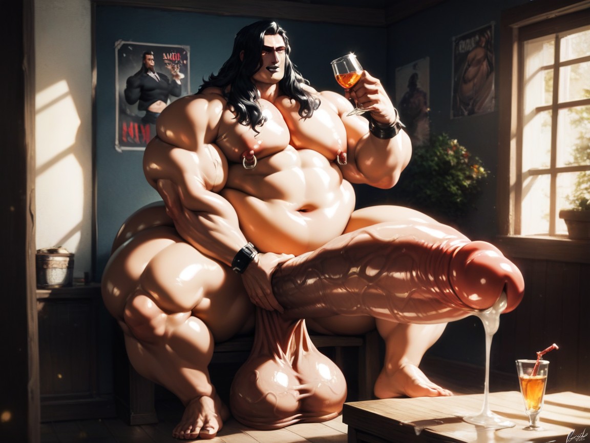 Surrounded By Penises, Naked, Thick Curvy Body AI Gay Porn