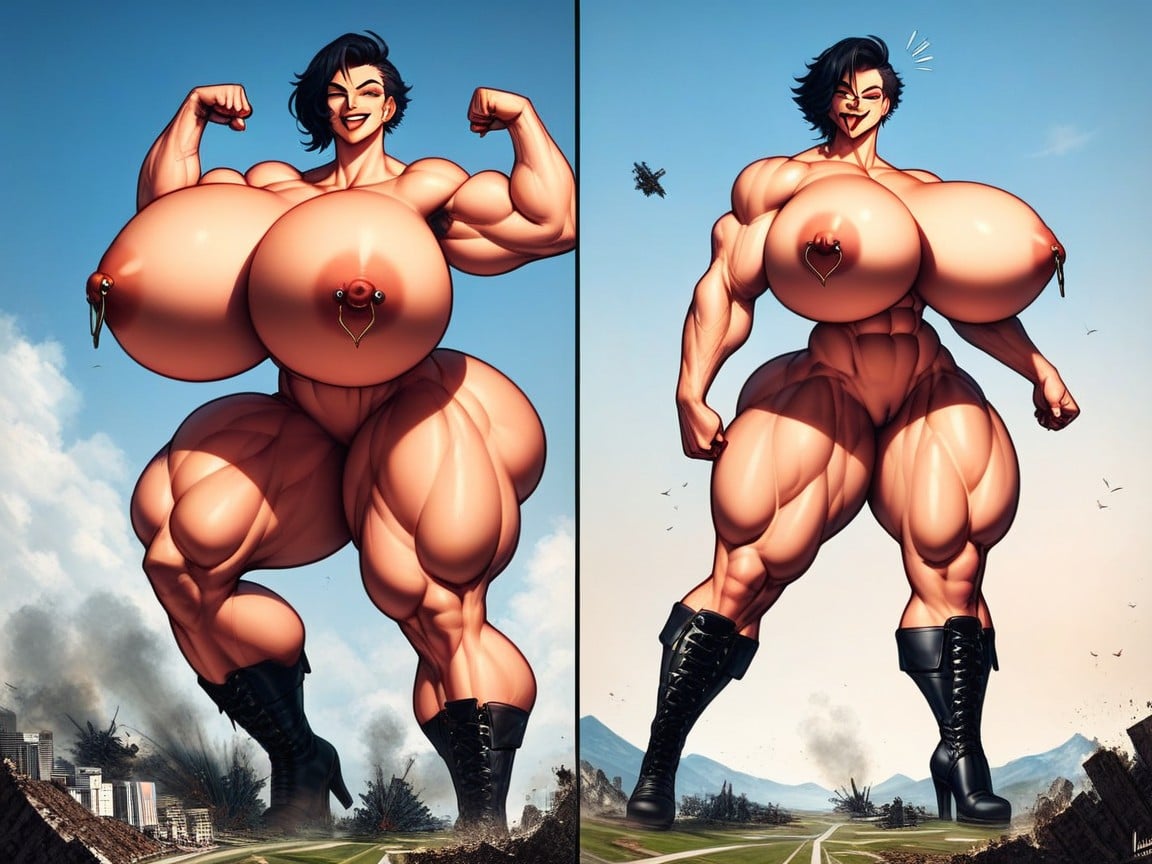 Bodybuilder, Flexing, Naked AI Porn