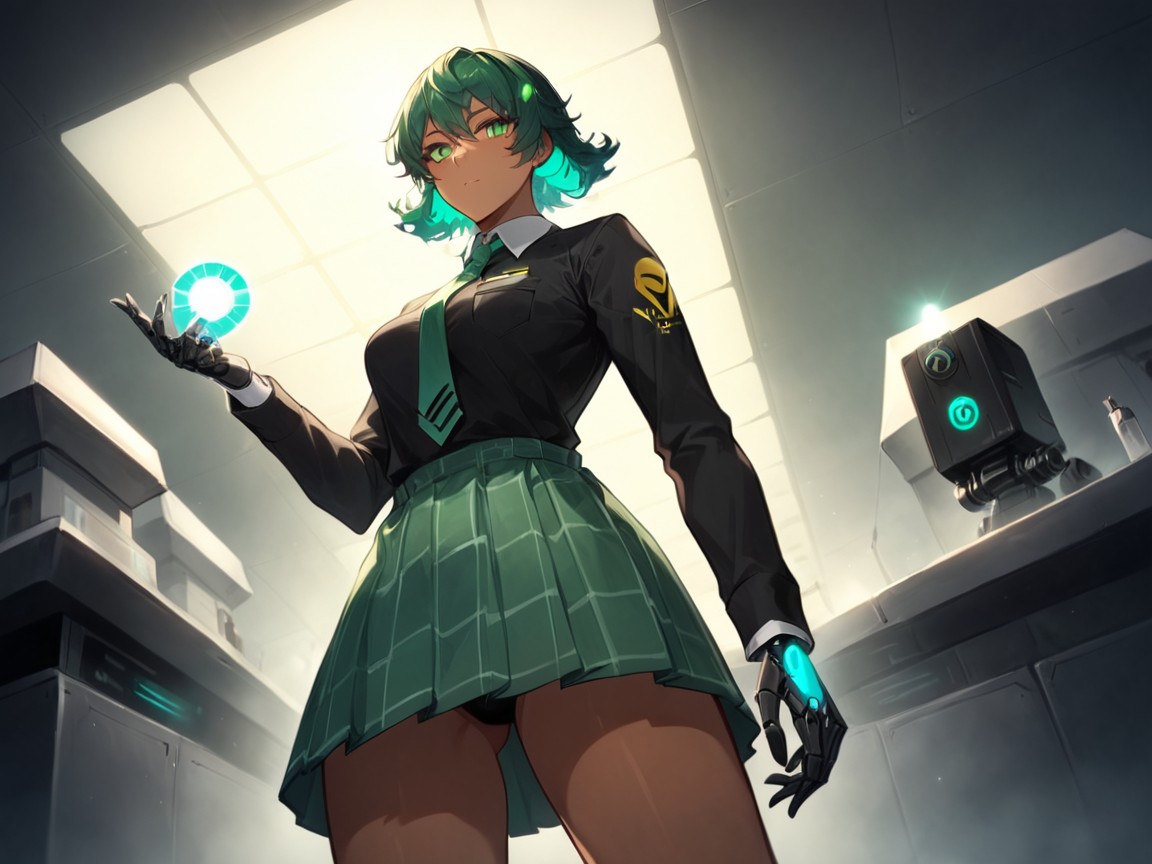Dark Ebony Skin, Noir Lighting, One Woman 라틴 AI 야짤
