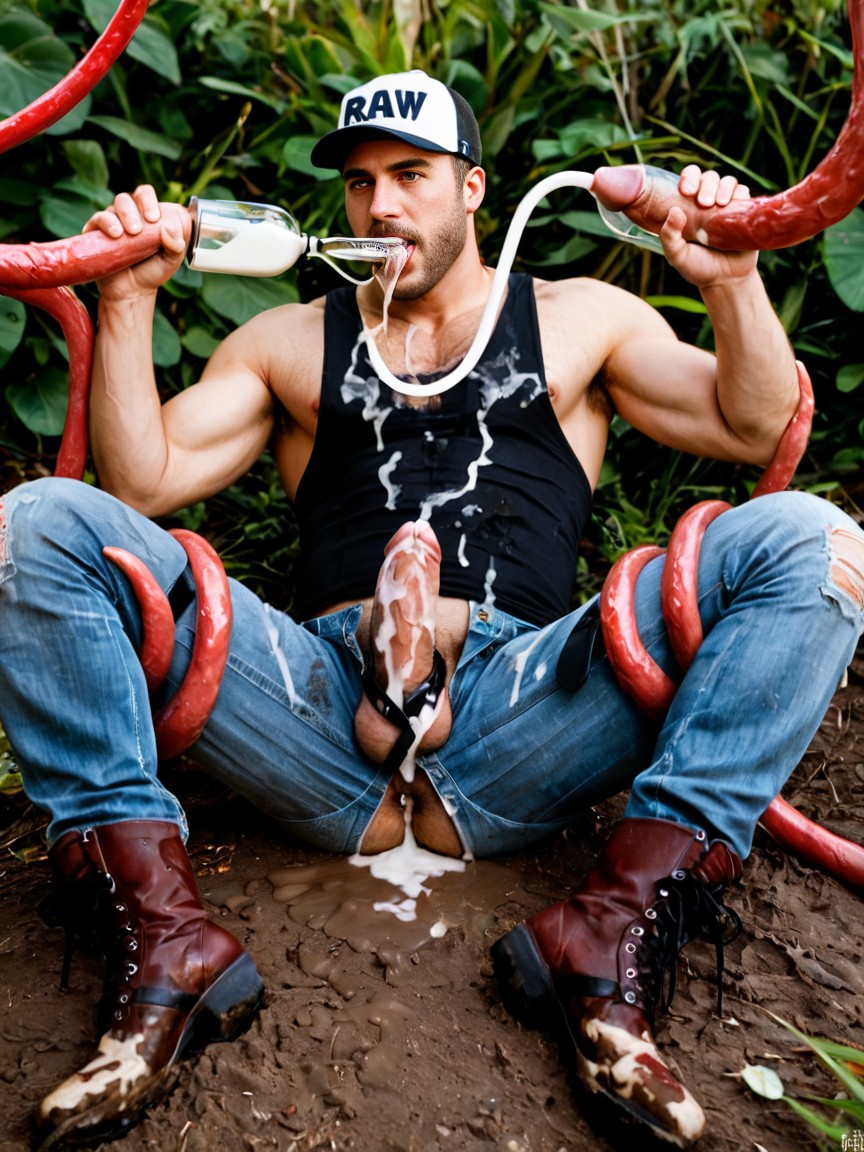 Clothes, Tentacle Dicks Hyper Cum, Man Tied By Tentacles AI Porn