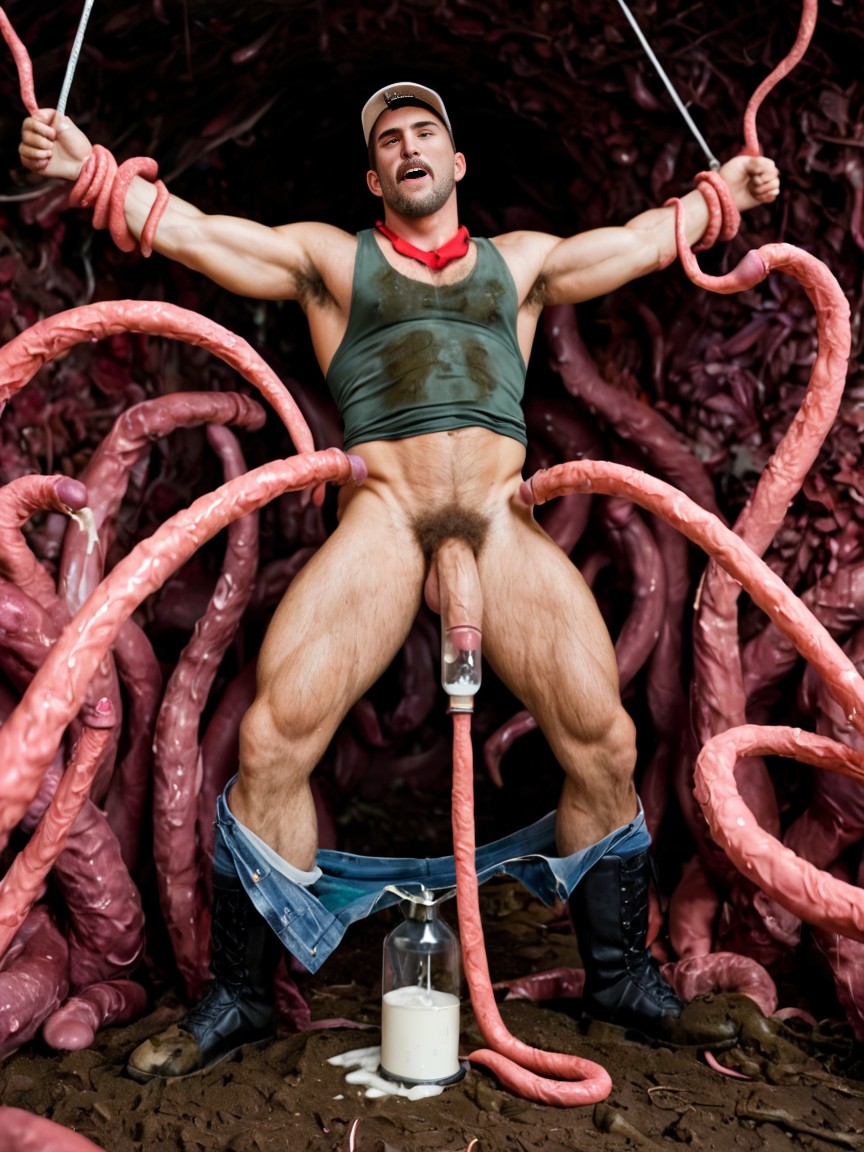 Penis Pump, Prado, Man Being Milked Pornografia de IA