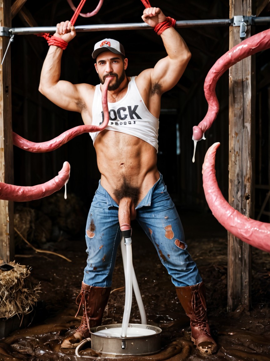 Redneck, Restrained, Redneck Man AI Porn