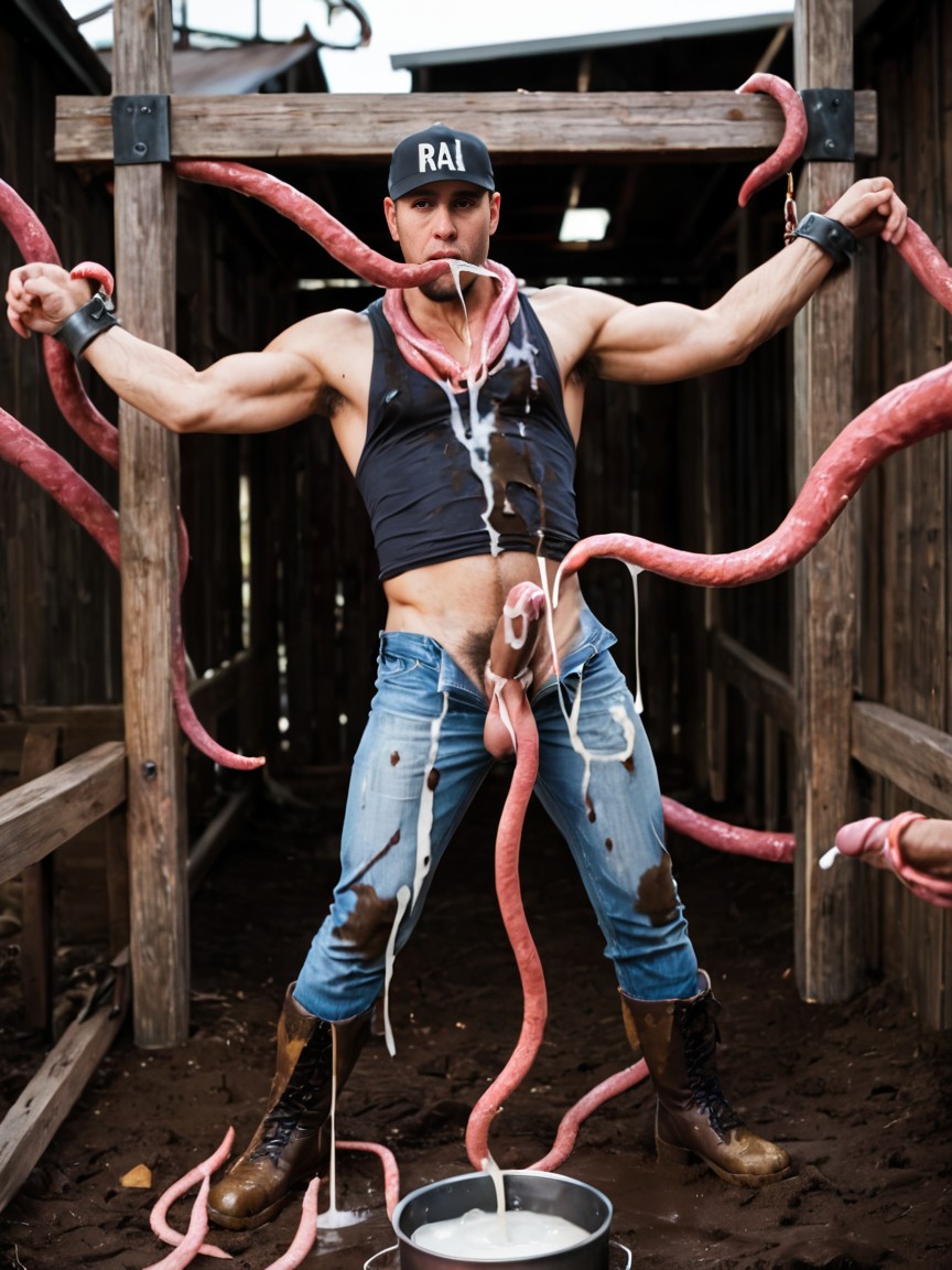 Laying In The Mud, Working Man, Penis Pump AI Porn
