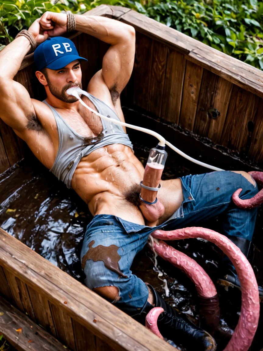 Clothes, Dick Shapped Tentacle Inserting His Mouth, Top Down AI Porn