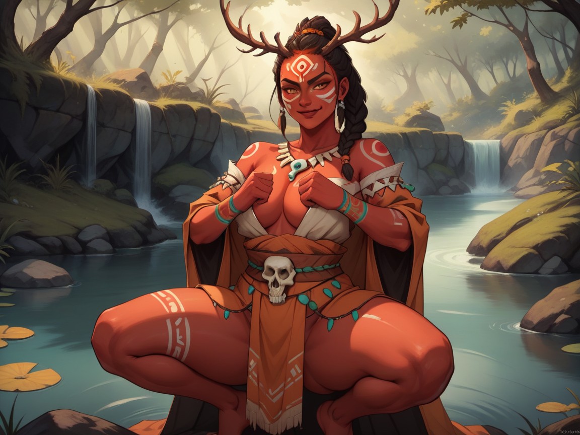 Nsfw, Black Braided Ponytail, Off-shoulder AI Porn