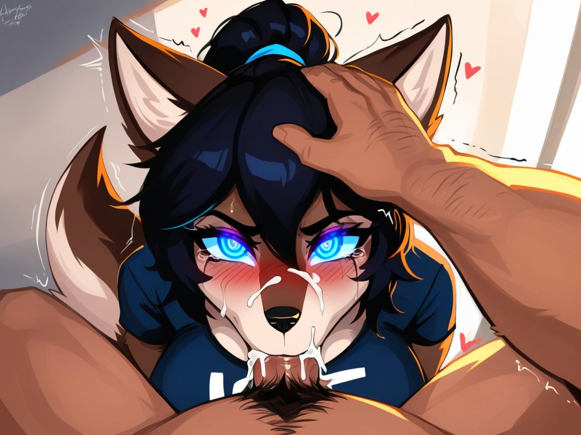 Glowing Eyes, Small, Wolf Woman Furry AI Porn
