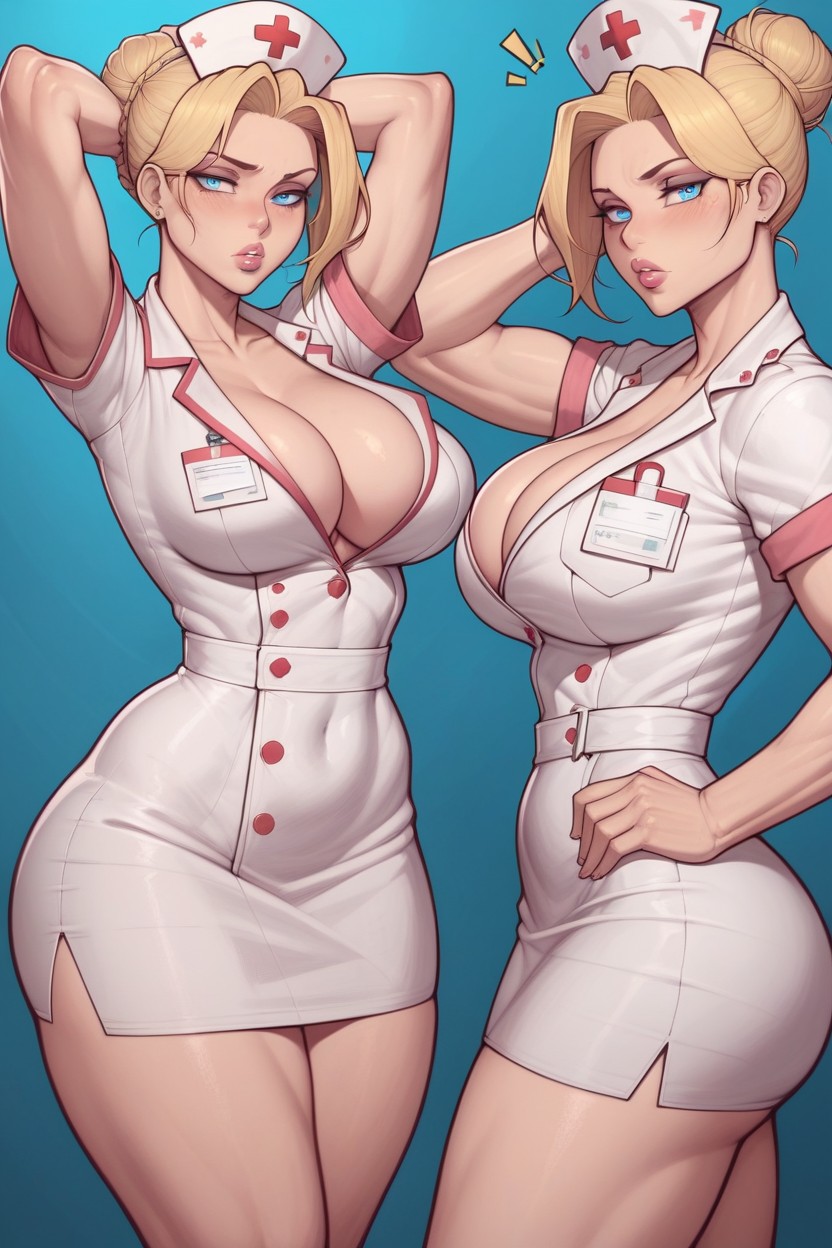 Thick Thighs, Side View, Breast Expansion Hentai AI Porn