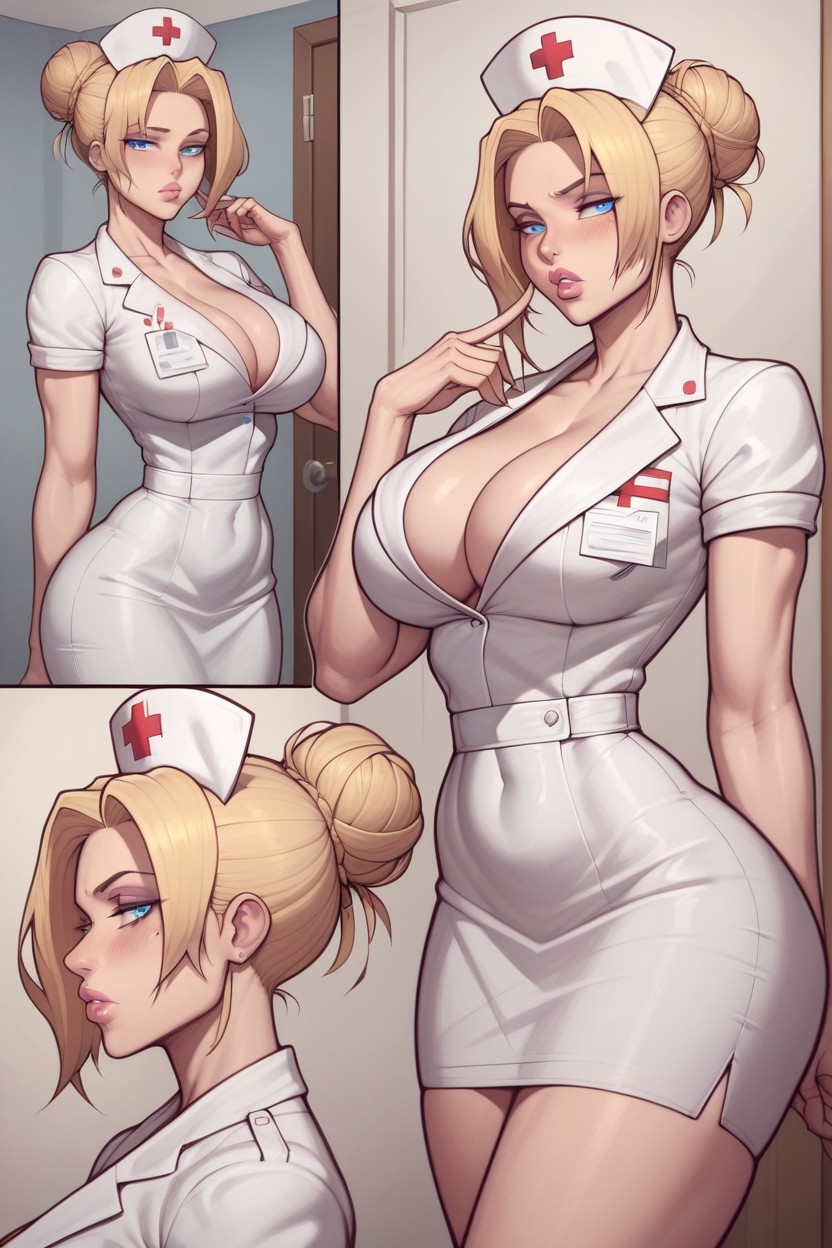 Fit, Perfectly Detailed Body Proportions, In Front Office Door Hentai AI Porn