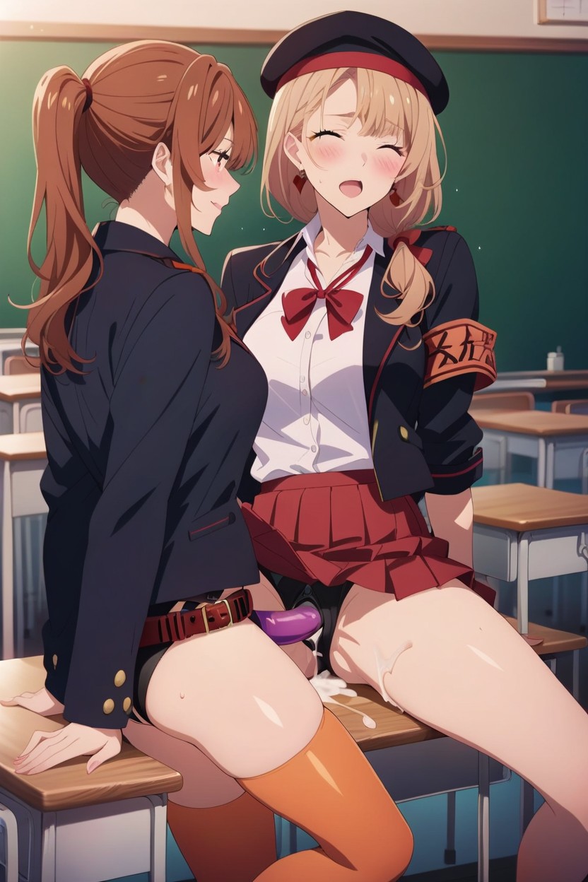 Orange Armband, Strap-on, Cum AI Porn