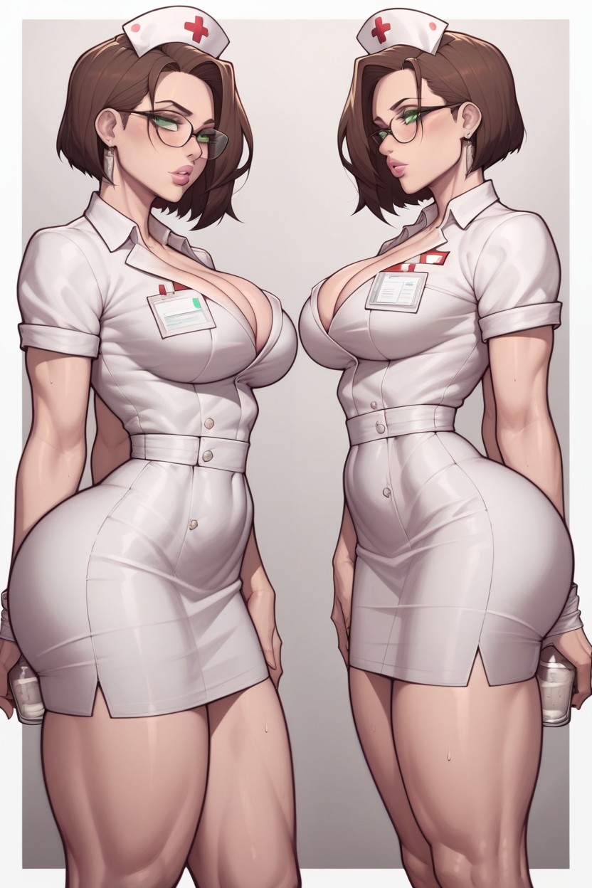 Black Frame Glasses, Simple Background, Side View Hentai AI Porn
