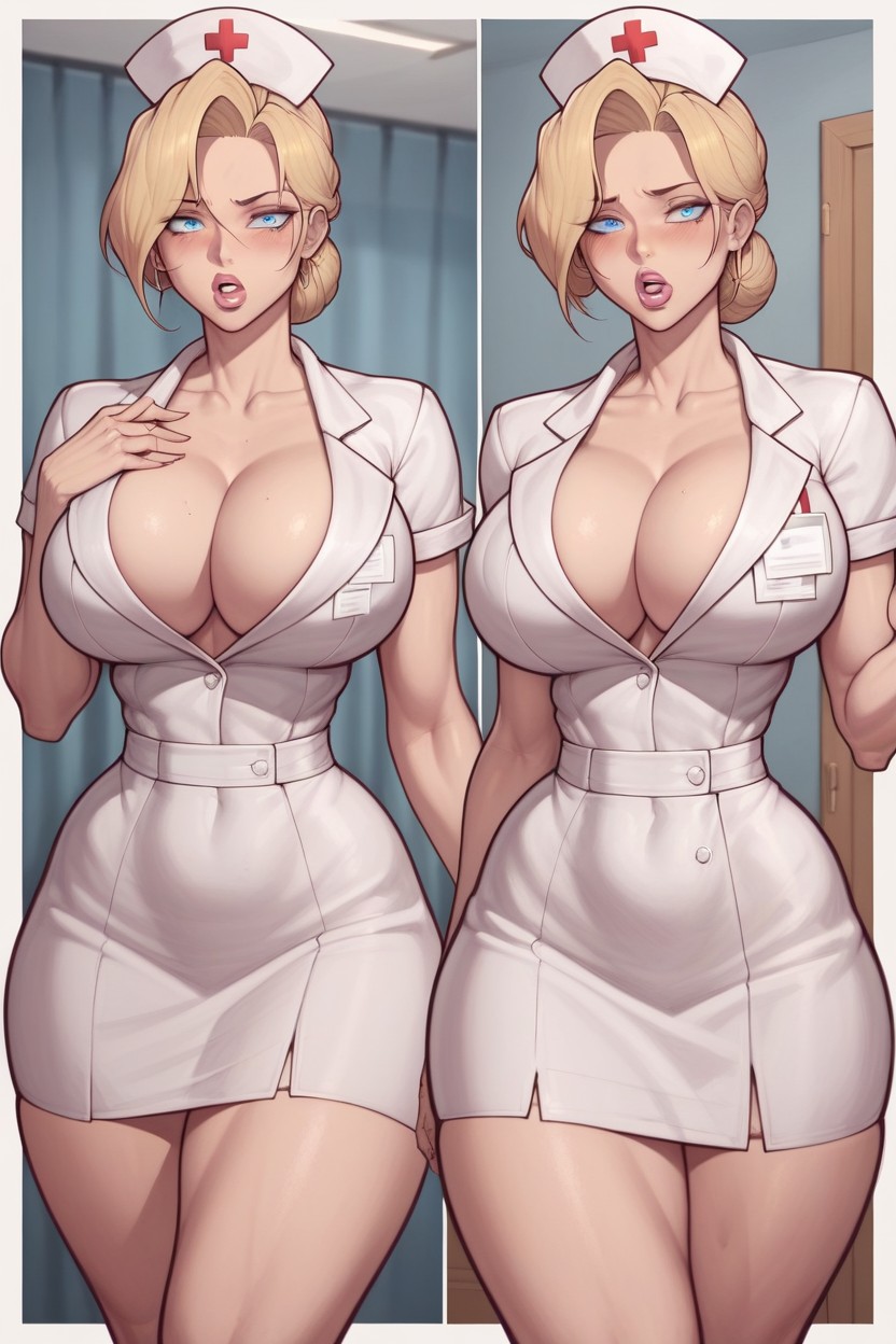 Dark Eyeliner, Nurse Outfit, Thick Thighs Hentai AI Porn
