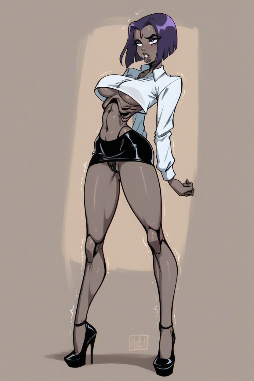 Black Office Microskirt, 18+, Side View Hentai AI Porn