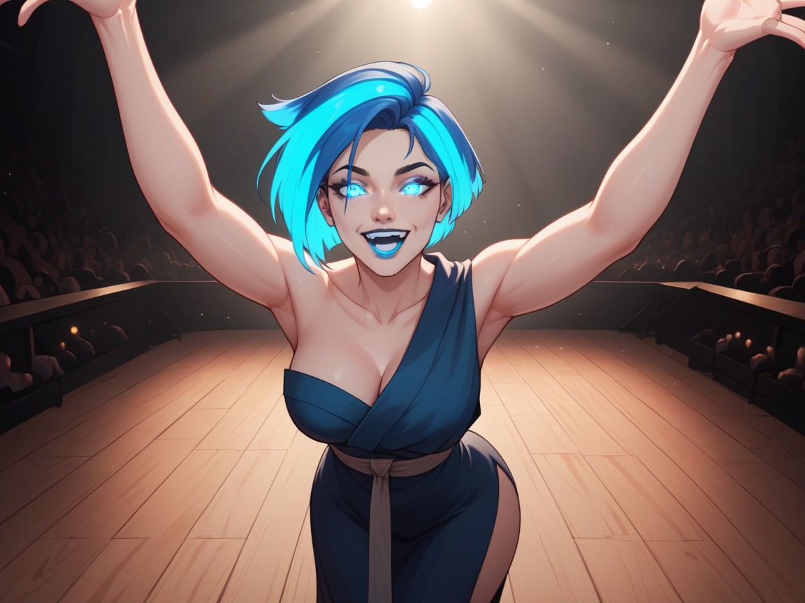 Blue Eyes, Blue Toga Robe, Glowing Eyes AI Porn