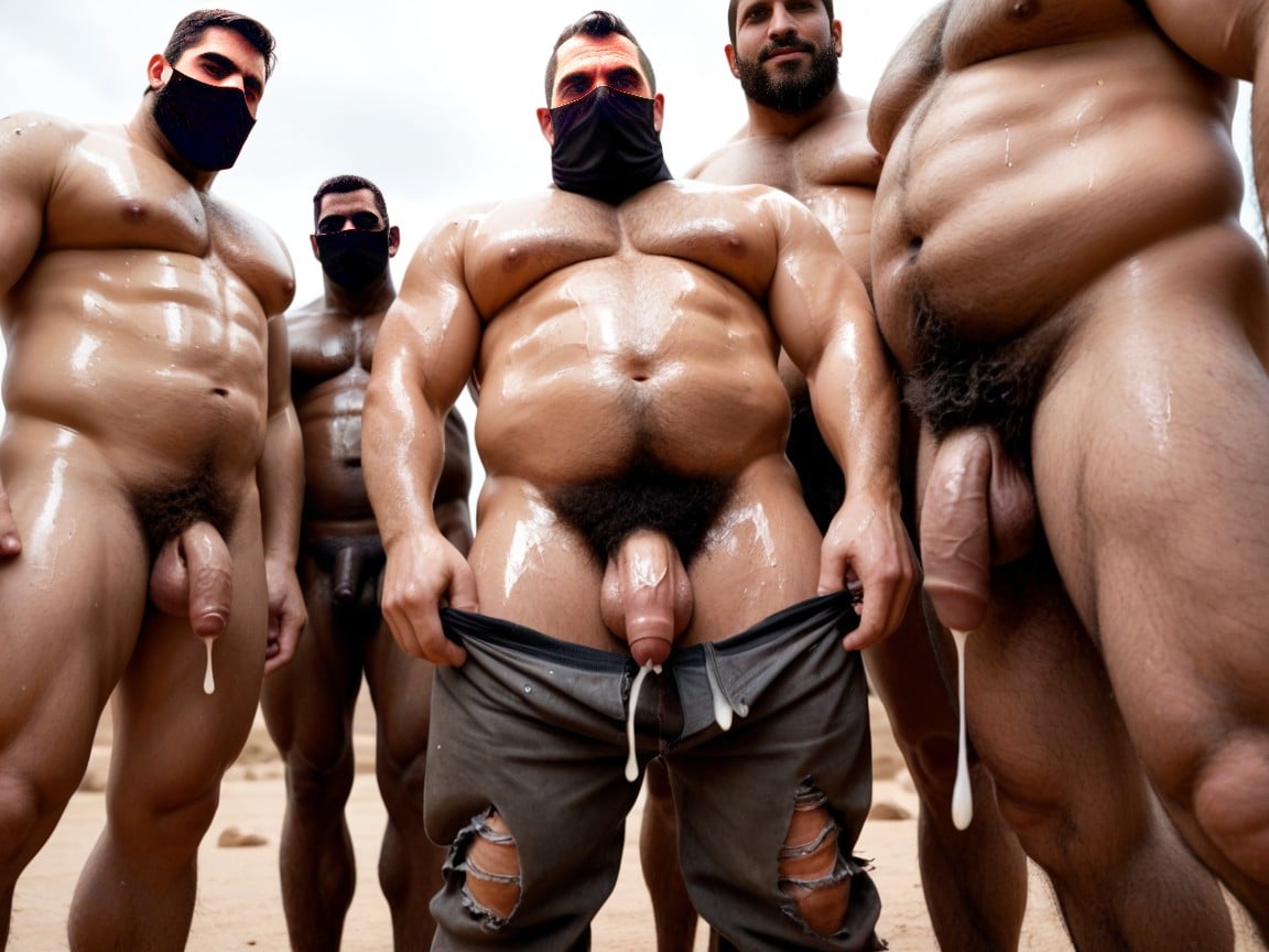 Black Headscarfs, Very Short Hair, Furry Fat Belly AI Gay Porn